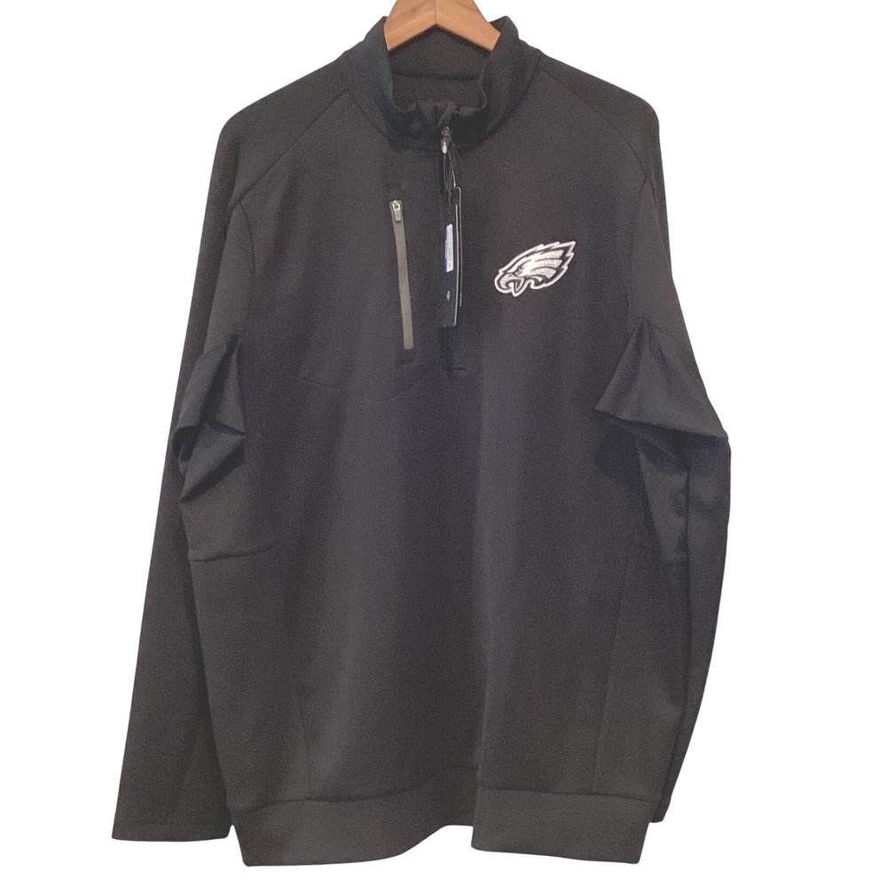 Antigua Philadelphia Philly Eagles 1/4 Zip Pullover Black Sparkle Logo - NWT XL